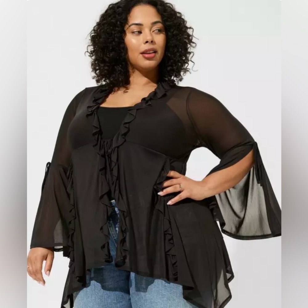 Torrid Mesh Tie Front Kimono
